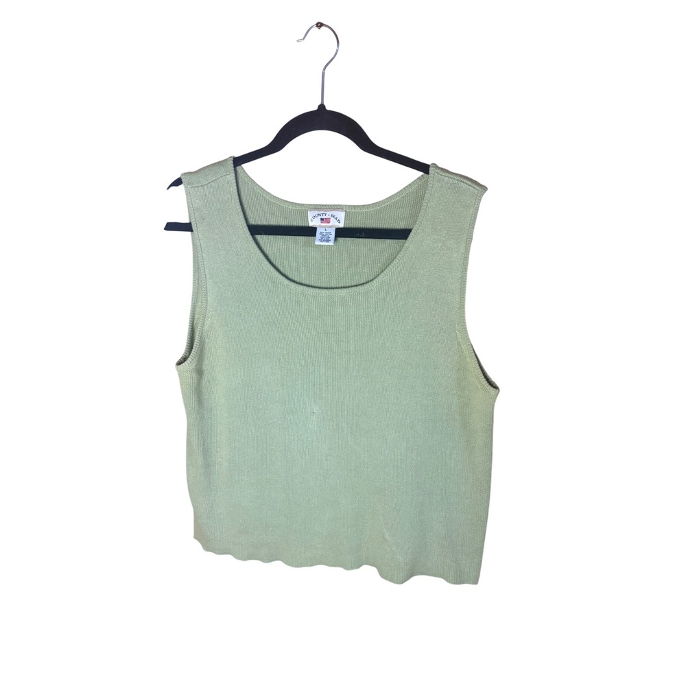 Vintage County Seat Vintage Sage Green Knit Sweater Vest Ramie Cotton Blend